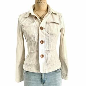 Tulle Off White Corduroy Button Up Jacket‎ Tailored Size M